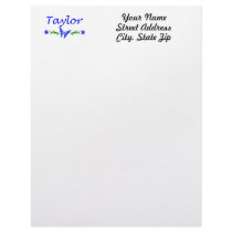 Taylor (Blue Butterfly) Custom Letterhead