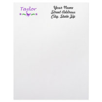 Taylor (Purple Butterfly) Customized Letterhead