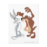 Taz and Bugs Bunny Not Even Flinching - Color postcards