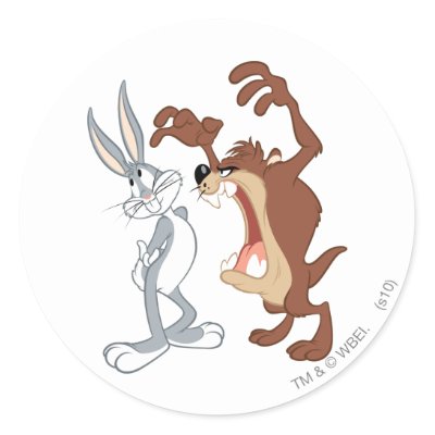 Taz and Bugs Bunny Not Even Flinching - Color Sticker