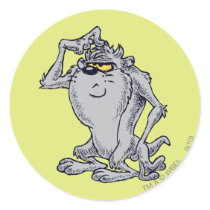 Taz Thinking Artistic Design Round Sticker