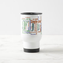 Taza blanca del viaje de la nube de la palabra tazas