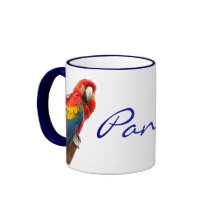 Taza de cerámica de Panamá del Macaw del escarlata