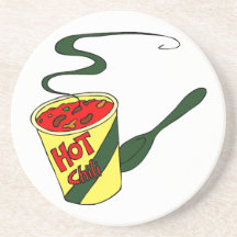 Taza del chile picante con el gráfico de la cuchar posavasos para bebidas