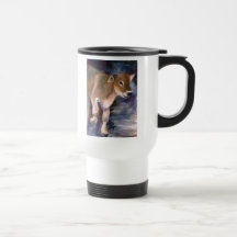 Taza del viaje del becerro del suizo de Brown