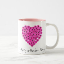 Taza floral blanca del día de madres del corazón