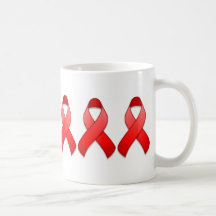 Taza roja de la cinta de la conciencia
