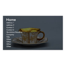 Taza y platillo con diseños coloridos tarjetas de negocios