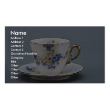 Taza y platillo con diseños florales coloridos tarjetas de visita