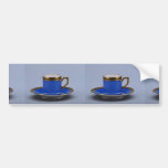 Taza y platillo de café del siglo XX coloreados az Etiqueta De Parachoque