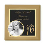 {TBA} 2"x2" Sweet 16 Gold Announcement Magnet