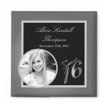 {TBA} 2"x2" Sweet 16 Silver Announcement Magnet