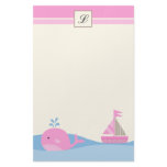 {TBA} 5.5" x 8.5" Stationary Pink Sail Boat Whale stationery