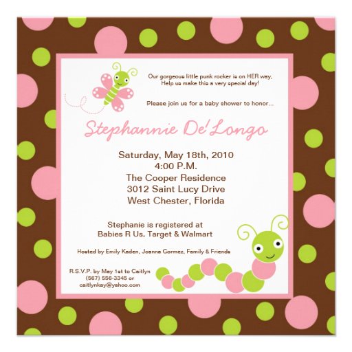 {TBA} 5x5 Spring Bug Butterfly Baby Shower Invite