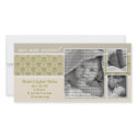 {TBA} 8x4 Taupe Baroque 3-Photo Birth Announcement photo cards by BeezKneez {TBA} 8x4 Taupe Baroque 3-Photo Birth Announcement photo cards