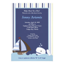 {TBA} Ahoy Mate Sailboat Boat Nautical Baby Shower Custom Announcements