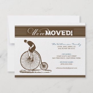 {TBA} Antique Bicycle Moving Announcement (brown) invitation