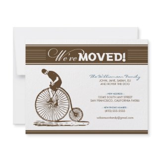 {TBA} Antique Bicycle Moving Announcement (brown) zazzle_invitation