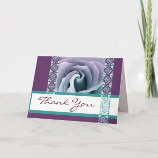 TBA Award - Blue and Purple Rose Wedding Thank You card