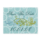 postcard - Save the Date Circles and Swirls Blue and Green