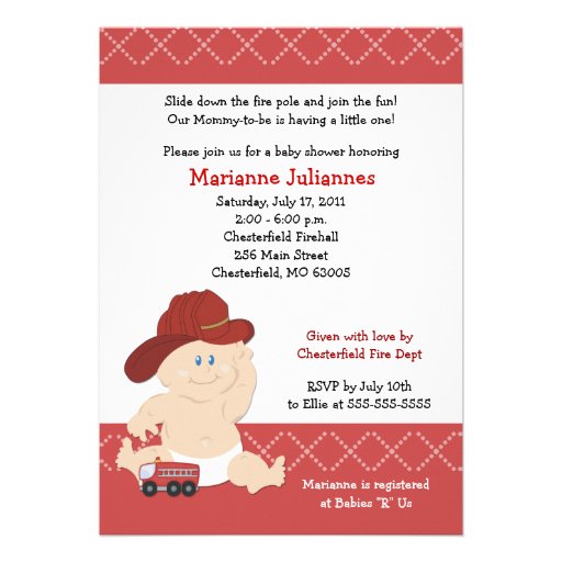{TBA} BABY FIRE FIGHTER Baby Shower Invitation