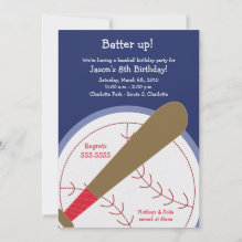 Baseball Batter Up Birthday Invitation - A great invitation for your next baseball theme party!