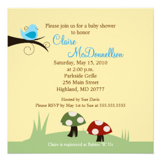 TBA} Birdie Woodland 5x5 Baby Shower Invitation