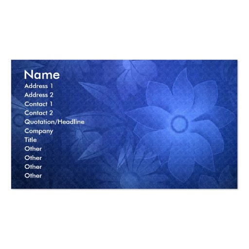 -TBA - Blue Floral Deco Business Cards (front side)