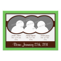 {TBA} Brown Green Triplets Birth Announcements