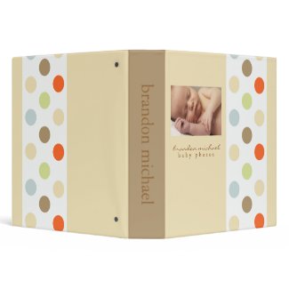 {TBA} Brown & Multi Colored Dots binder