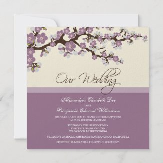 {TBA} Cherry Blossom Wedding Invitation (lilac) invitation