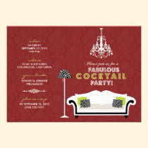 {TBA} Chic Zebra Cocktail Party Invitation (red) invitations