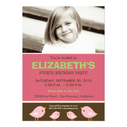 {TBA} Chocolate Polkadots Girl's Pink Birthday Custom Invitation