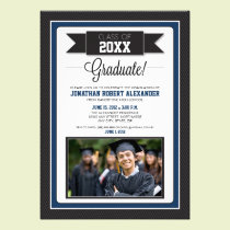 {TBA} Classic Graduation Party Invitation (navy) invitations