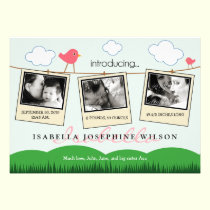 {TBA} Clothesline Polaroids Birth Announcement invitations