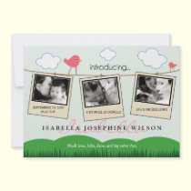 {TBA} Clothesline Polaroids Birth Announcement invitations