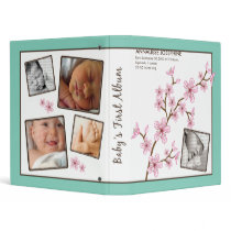 {TBA} Custom Baby Album: Aqua Cherry Blossom binders