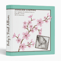 {TBA} Custom Baby Album: Aqua Cherry Blossom Binders