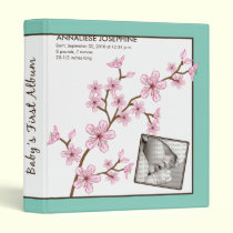 {TBA} Custom Baby Album: Aqua Cherry Blossom binders