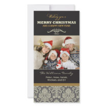 {TBA} Damask Pattern Family Holiday Photocard Photo Card