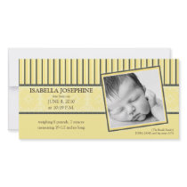 {TBA} Damask & Stripes Lemon  Birth Announcement photo cards