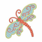 ladies_casual_tshirt - This ladies embroidered shirt has a flying dragonfly.