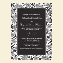 {TBA} Fancy Floral Ebony Wedding Invitation invitations