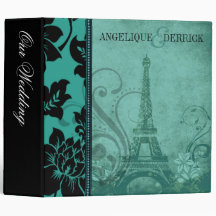 ::TBA:: Fleur de Paris Eiffel Tower wedding | teal Vinyl Binders