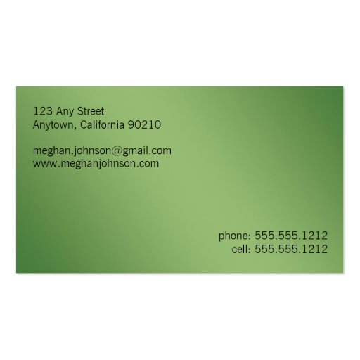 {TBA} Grunge Floral Green Trendy Business Card (back side)