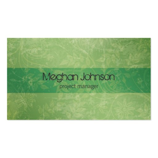 {TBA} Grunge Floral Green Trendy Business Card (front side)