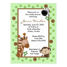 {TBA} Jungle Adventure Safari Baby Shower Post Cards