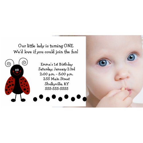 {TBA} Little Ladybug Photo Birthday / Birth zazzle_photocard