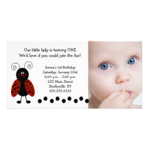 {TBA} Little Ladybug Photo Birthday / Birth Personalized Photo Card