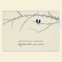 {TBA} Love Birds Custom Thank You Card (navy blue) cards